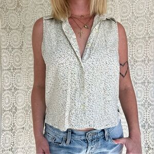 Elegant Floral Button-Up Blouse - White